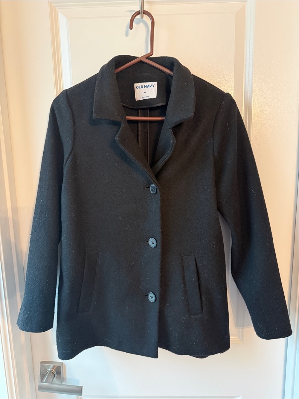 Old Navy Black Single-Breasted Pea Coat